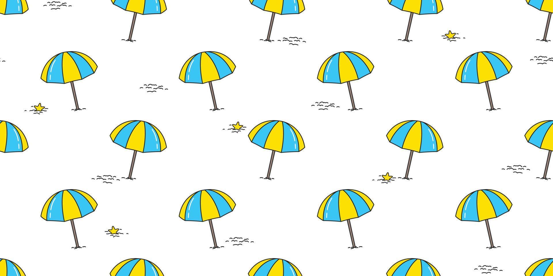 Regenschirm Strand nahtlos Muster Vektor isoliert Sommer- tropisch Meer Ozean Hintergrund wiederholen Hintergrund Illustration Gekritzel Karikatur