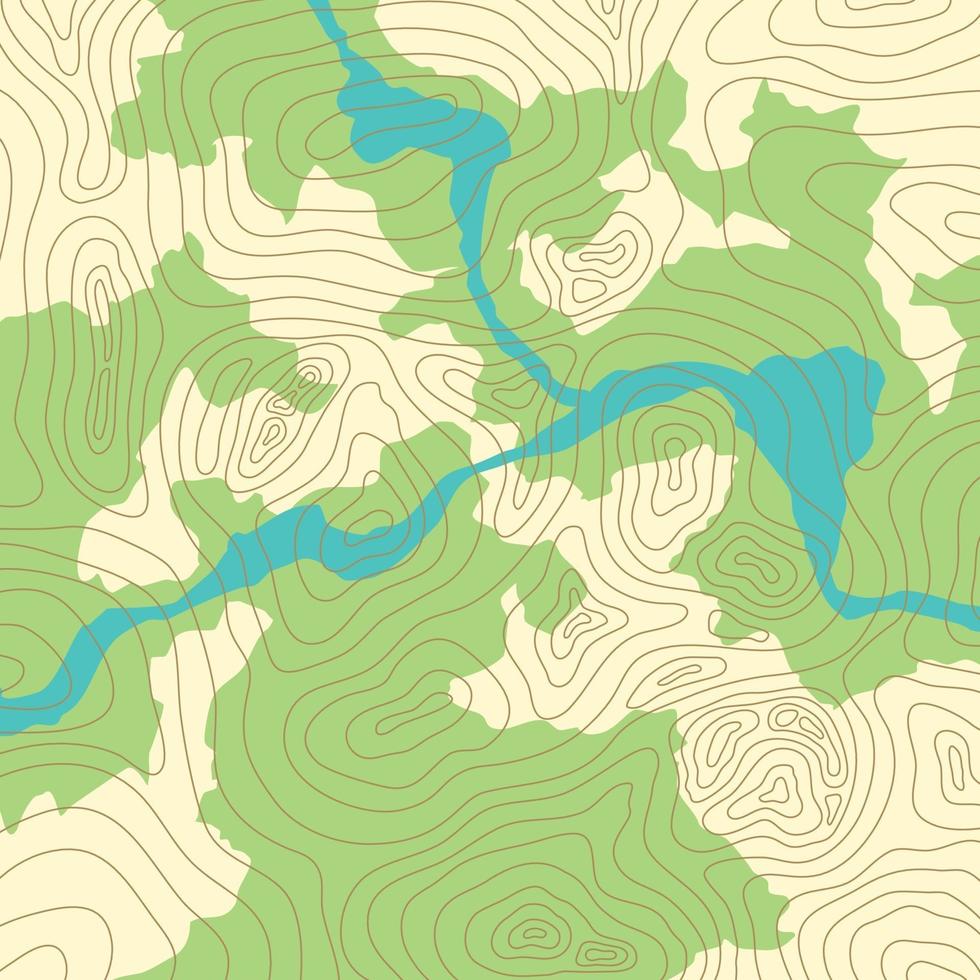 topografisk karta med skog och vattendrag vektor