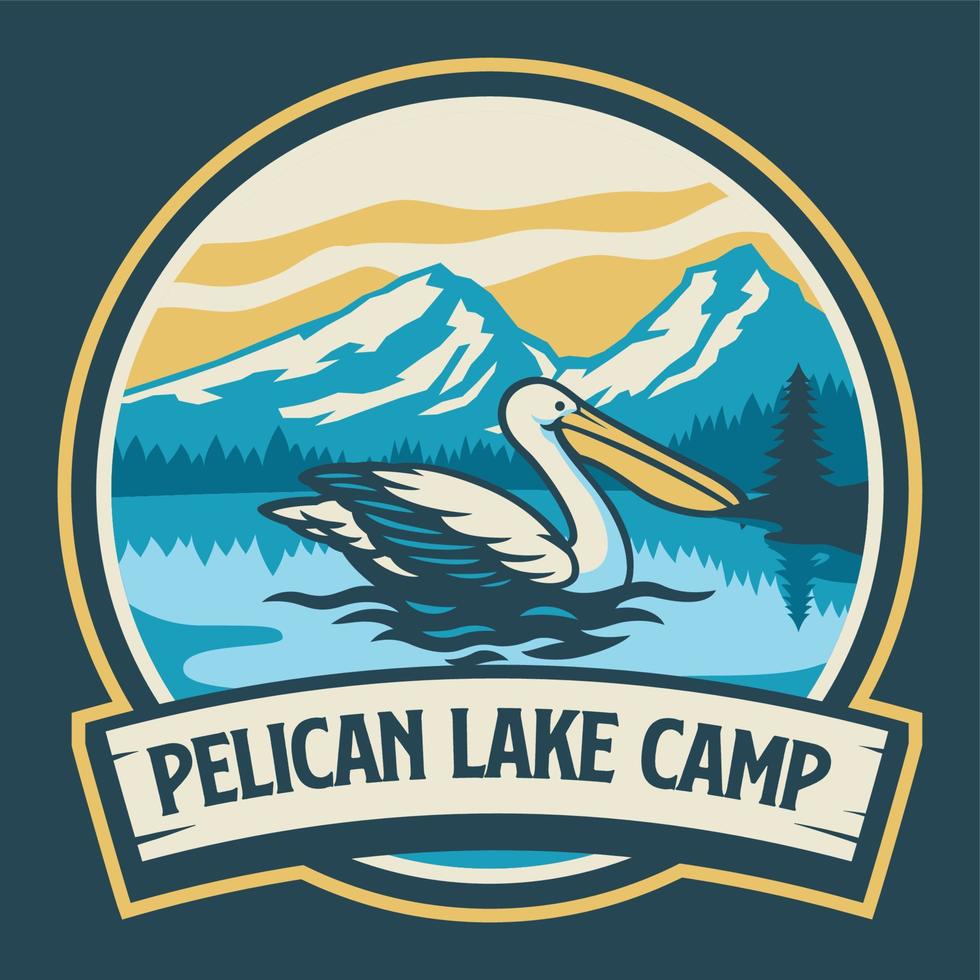 Pelikan Jahrgang Camping Abzeichen Logo vektor