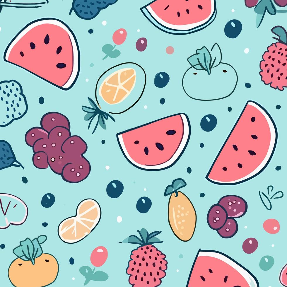 illustration mönster sommar frukt mönster i enkel stil vektor