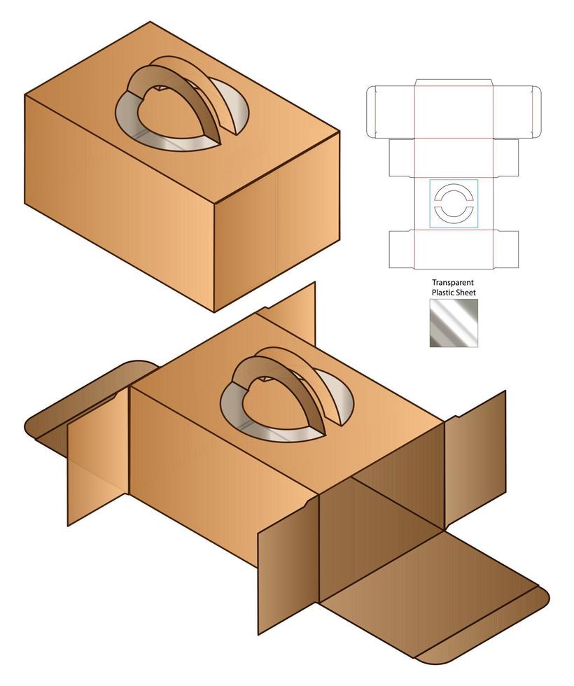 Box Verpackung gestanzte Vorlage Design. 3D-Modell vektor