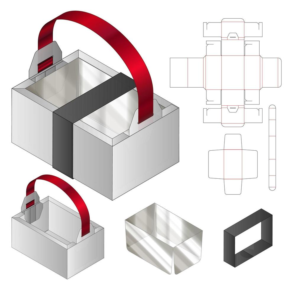 Box Verpackung gestanzte Vorlage Design. 3D-Modell vektor