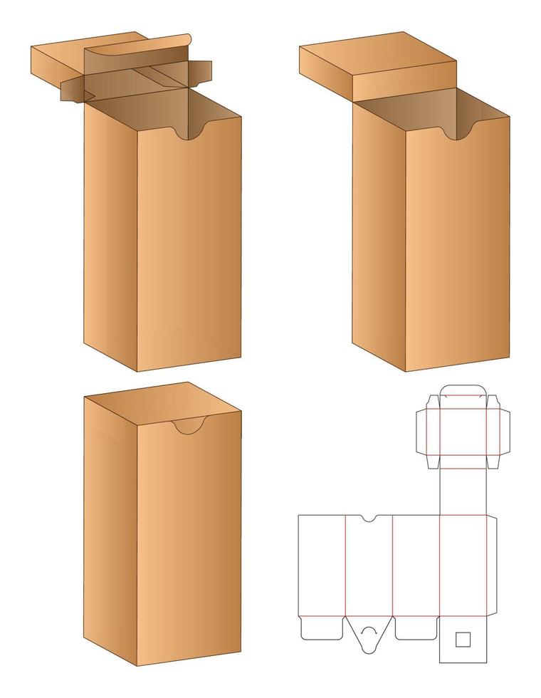 Box Verpackung gestanzte Vorlage Design. 3D-Modell vektor