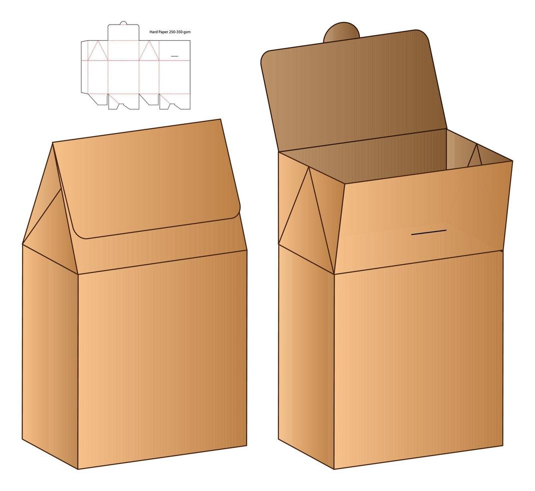 Box Verpackung gestanzte Vorlage Design. 3D-Modell vektor