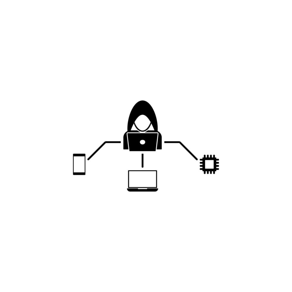Hacker im Technologie Vektor Symbol Illustration