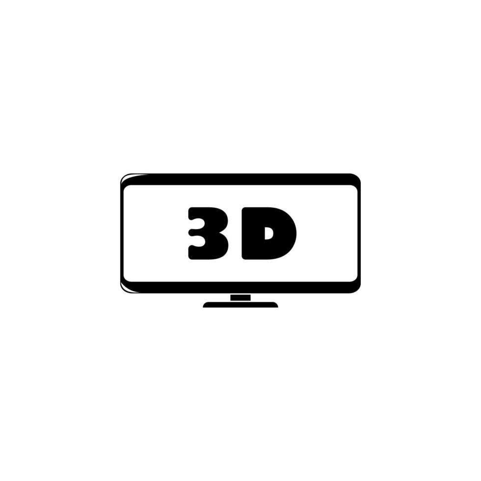 3d Zeichen im Monitor Vektor Symbol Illustration