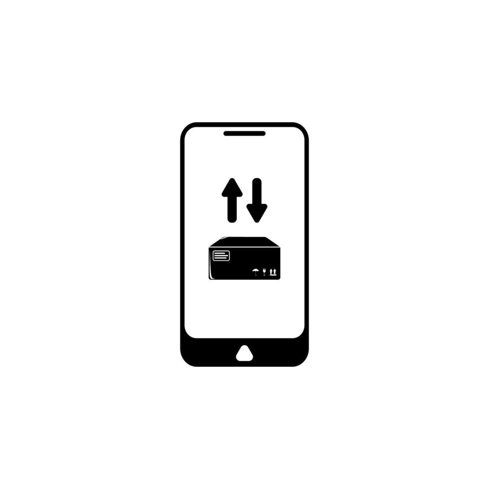 Handy, Mobiltelefon Anwendung Paket Lieferung Vektor Symbol Illustration