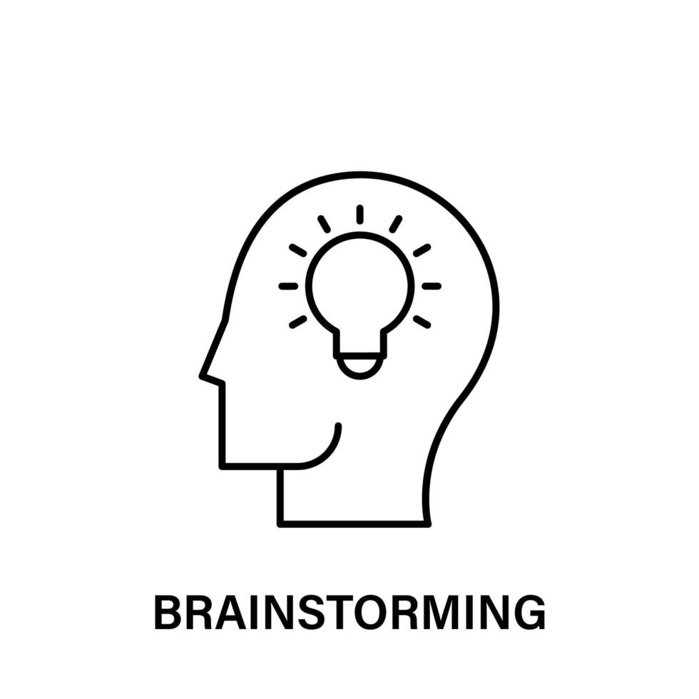 Denken, Kopf, Birne, Brainstorming Vektor Symbol Illustration