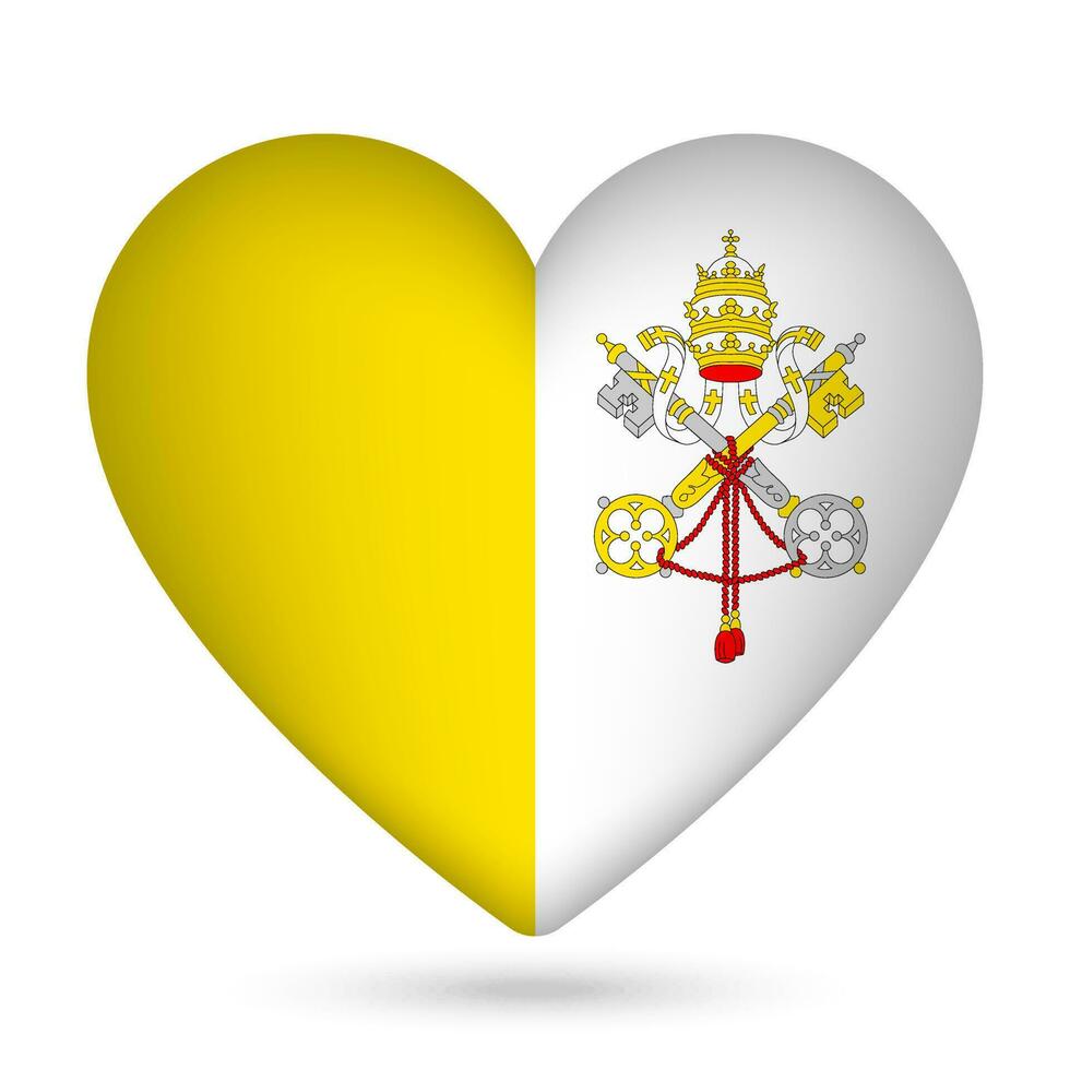 vatican stad flagga i hjärta form. vektor illustration.