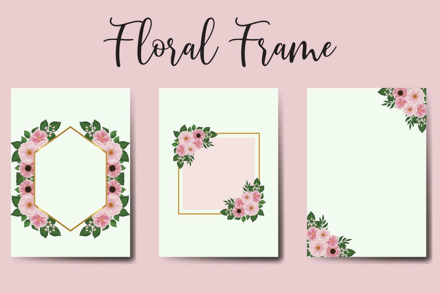 Hochzeit Einladung Rahmen Satz, Blumen- Aquarell Digital Hand gezeichnet Rosa Blume Design Einladung Karte Vorlage vektor