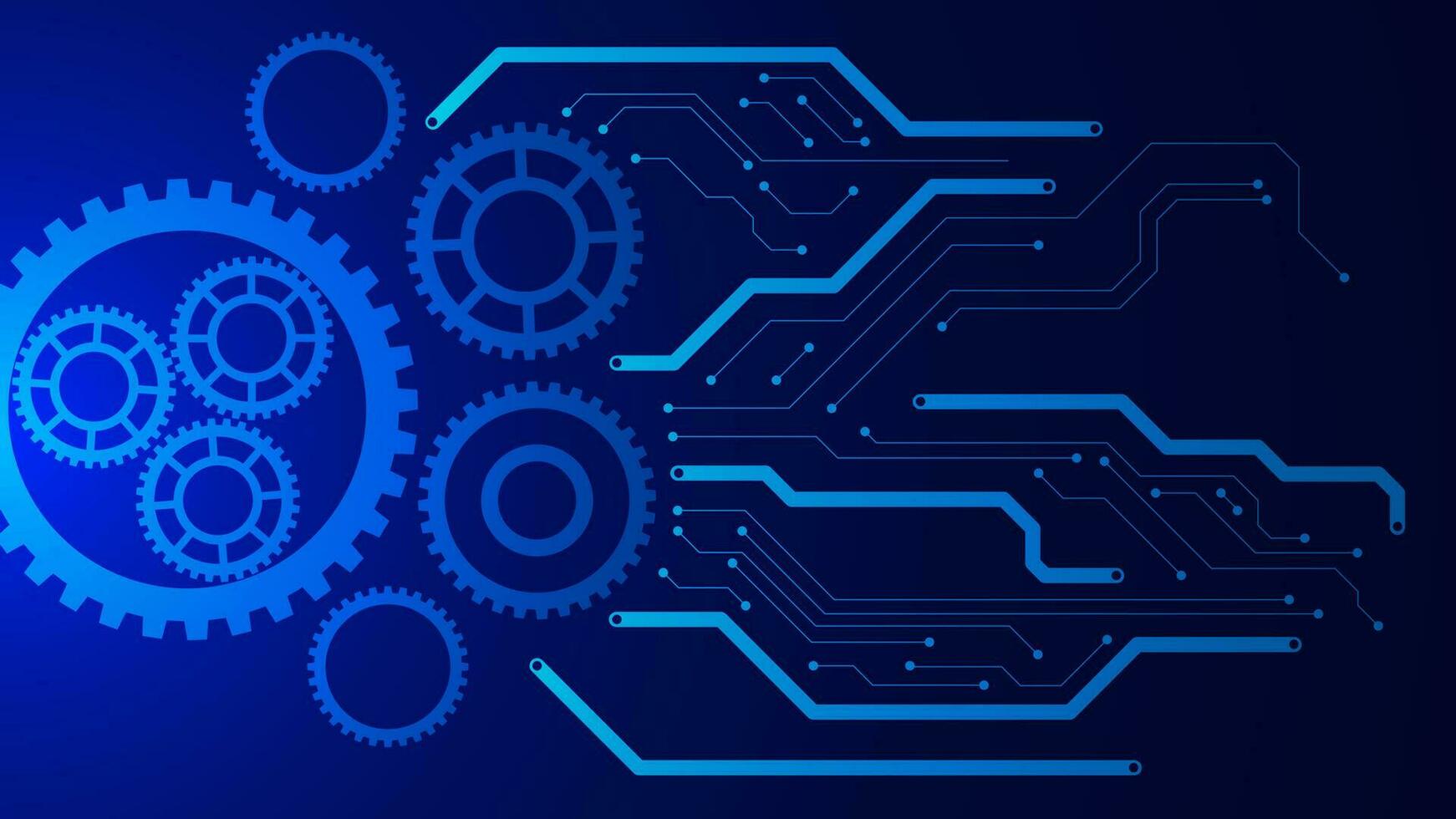 Getriebe mit elektronisch Schaltkreis Tafel Digital hoch Technologie Konzept. Cyber Sicherheit, mechanisch Ingenieurwesen Hintergrund Design. Vektor Illustration.