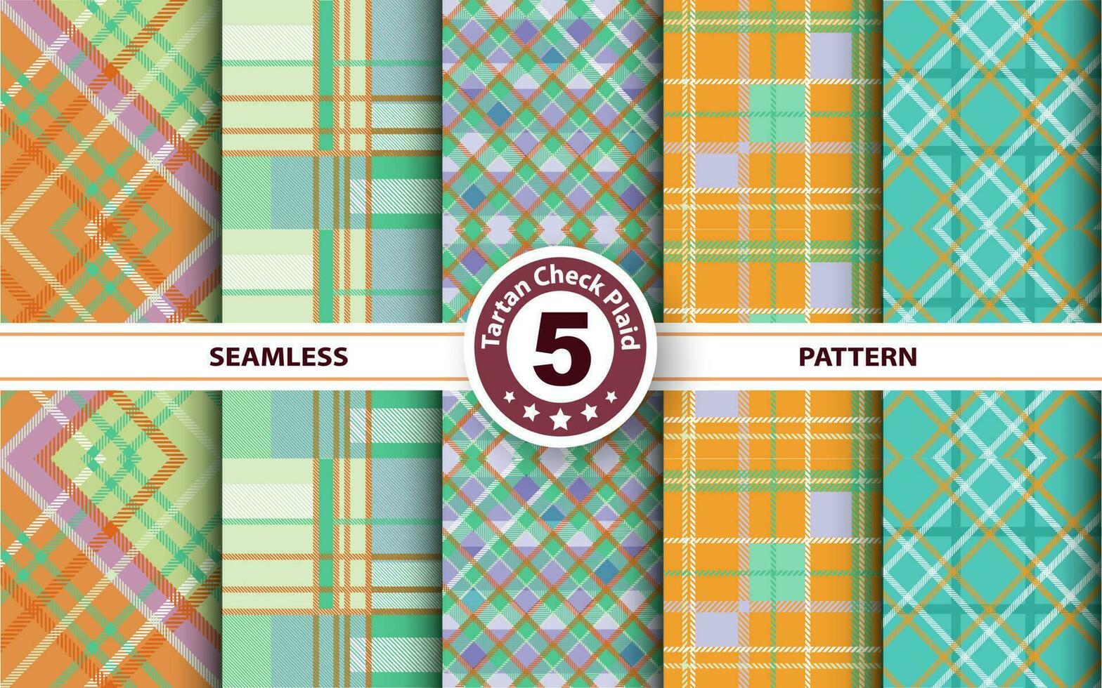 einstellen Tartan Plaid schottisch nahtlos Muster. eben Textil- Stoff Muster Ornament Design. Textur von Schottenstoff, Plaid, Tischdecken, Hemden, Kleidung, Kleider, Bettwäsche, Decken und andere Textil. vektor