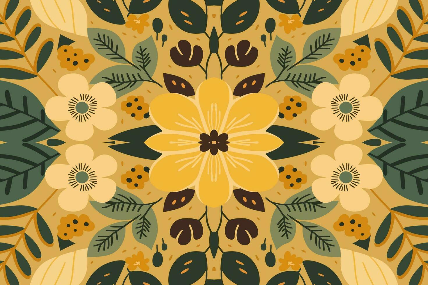 Blumen- nahtlos Muster Licht Gelb Ton Hintergrund. abstrakt Grafik Linie modern elegant minimal Jahrgang retro Stil. Design zum Stoff Textur Textil- drucken Kunst Hintergrund Hintergrund Fliese Hintergrund. vektor