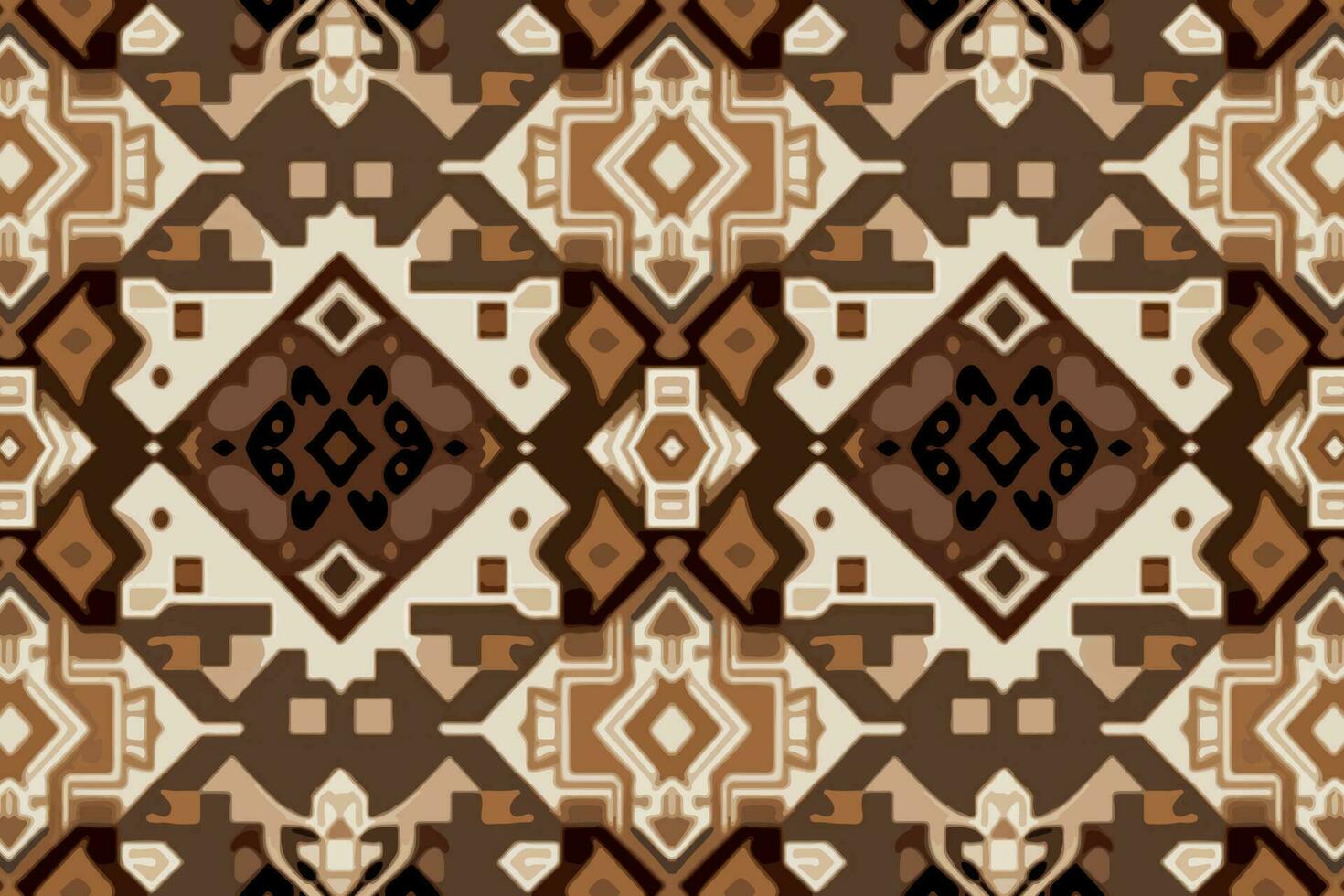 Stoff Textil- Ikat geometrisch Folklore Ornament nahtlos Muster braun Ton. abstrakt Grafik Linie ethnisch traditionell Volk Antiquität Stammes- modern aufwendig Luxus elegant minimal Jahrgang retro Stil. vektor