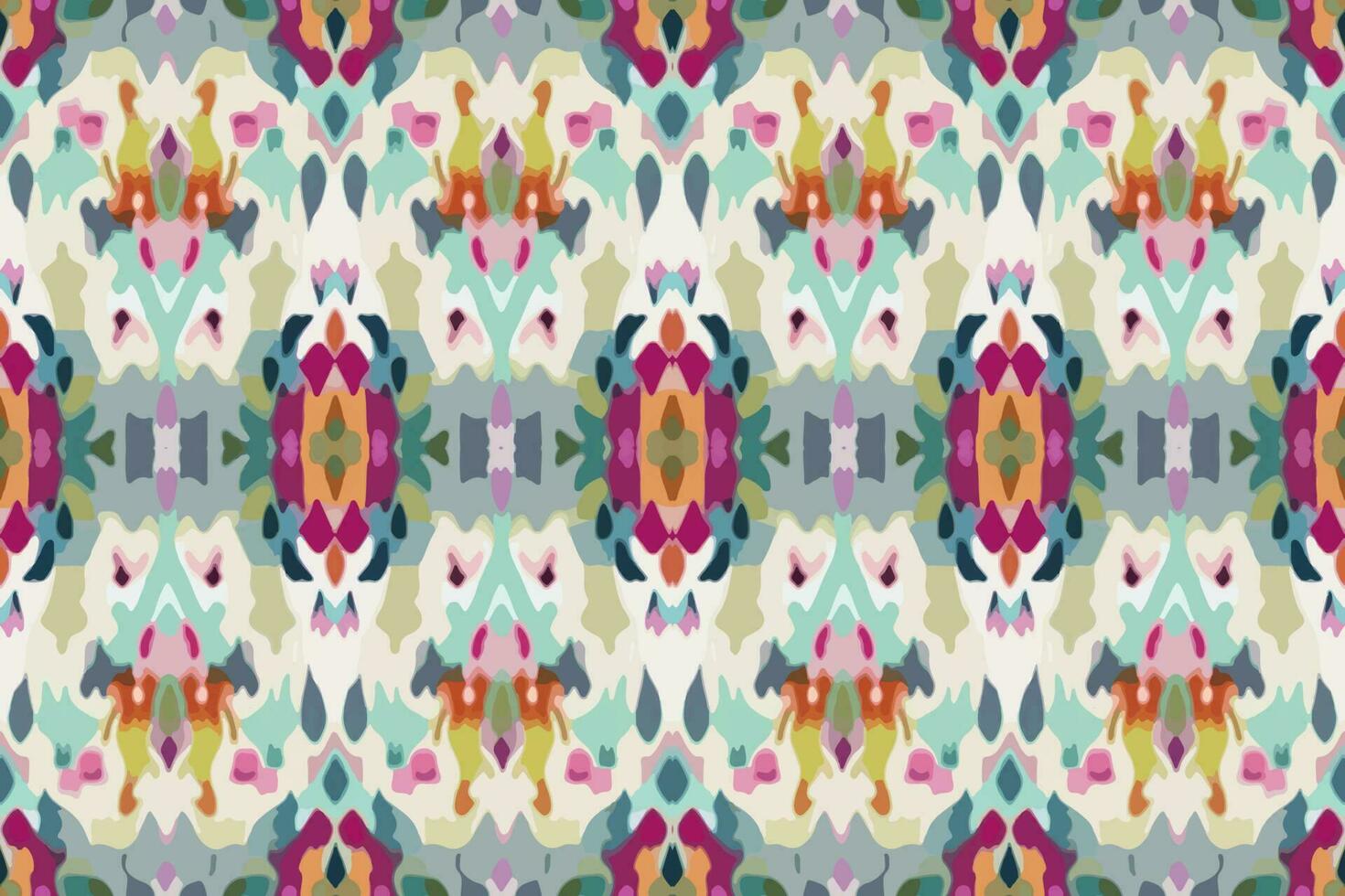 Stoff Textil- Ikat klein Blumen- nahtlos Muster Mehrfarbig Hintergrund. abstrakt Grafik Linie ethnisch traditionell Volk Antiquität Stammes- modern aufwendig Luxus elegant minimal Jahrgang retro Stil. vektor