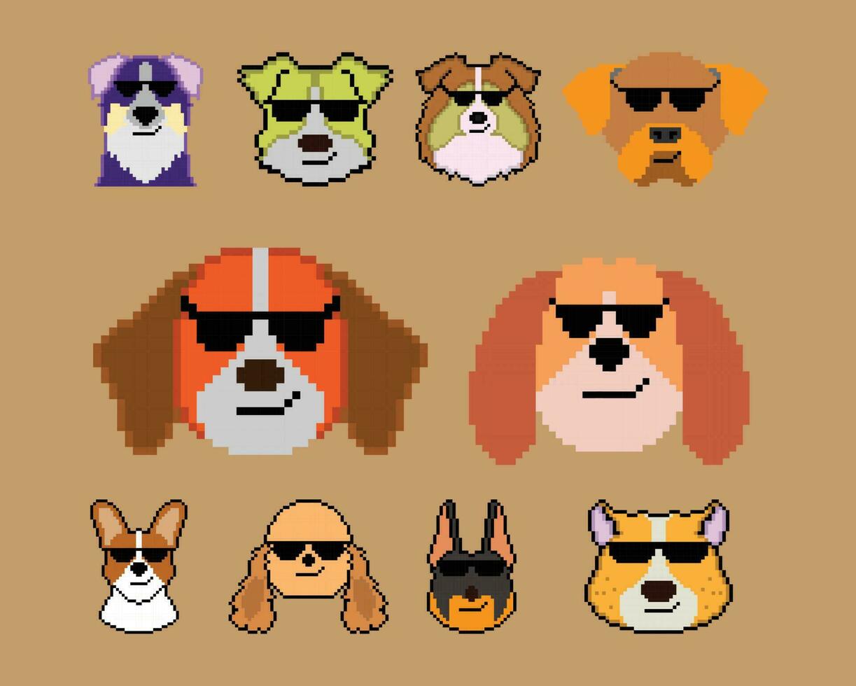 de hund pixel klistermärke emoji uttryckssymbol samling vektor