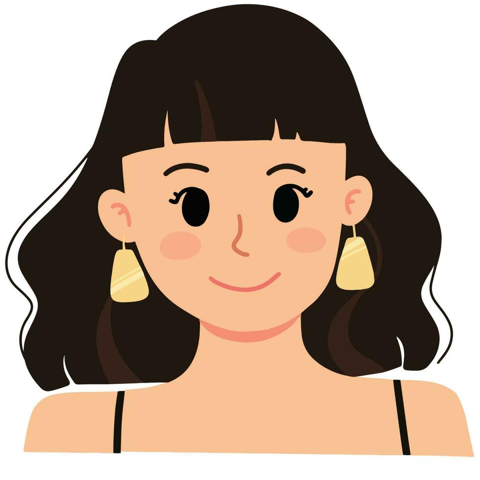 ein Porträt von schön Frau tragen Gold Ohrringe Illustration vektor