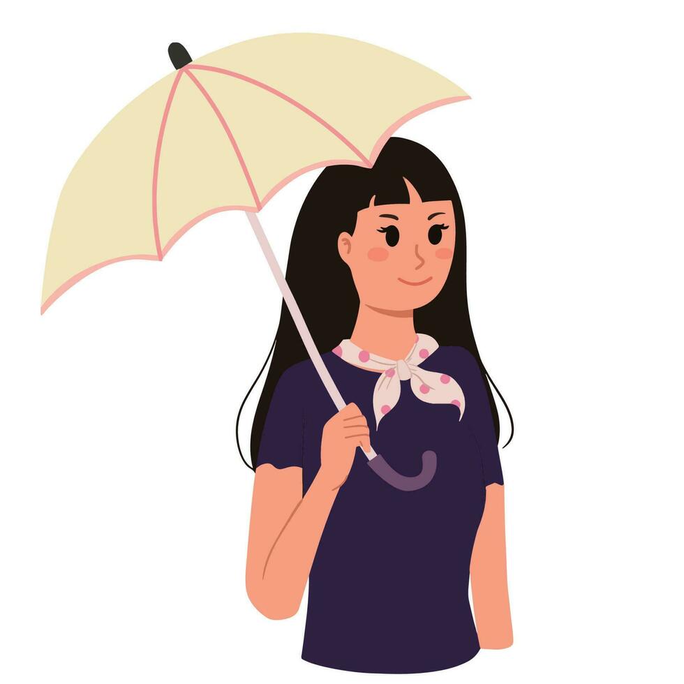 stilvoll Frau halten ein Regenschirm mit Stil Illustration vektor