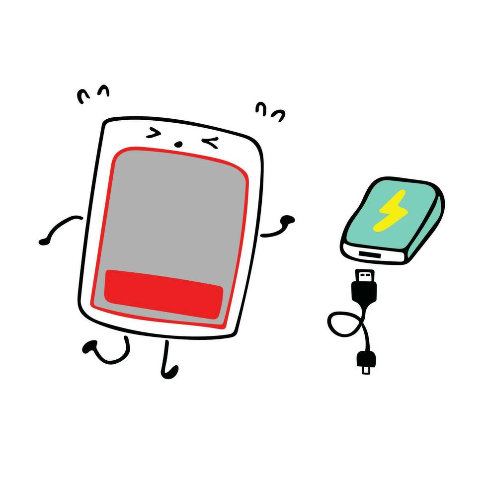 barn teckning rolig telefon laddning med kraft Bank tecknad serie djur- maskot karaktär vektor illustration Färg barn tecknad serie ClipArt