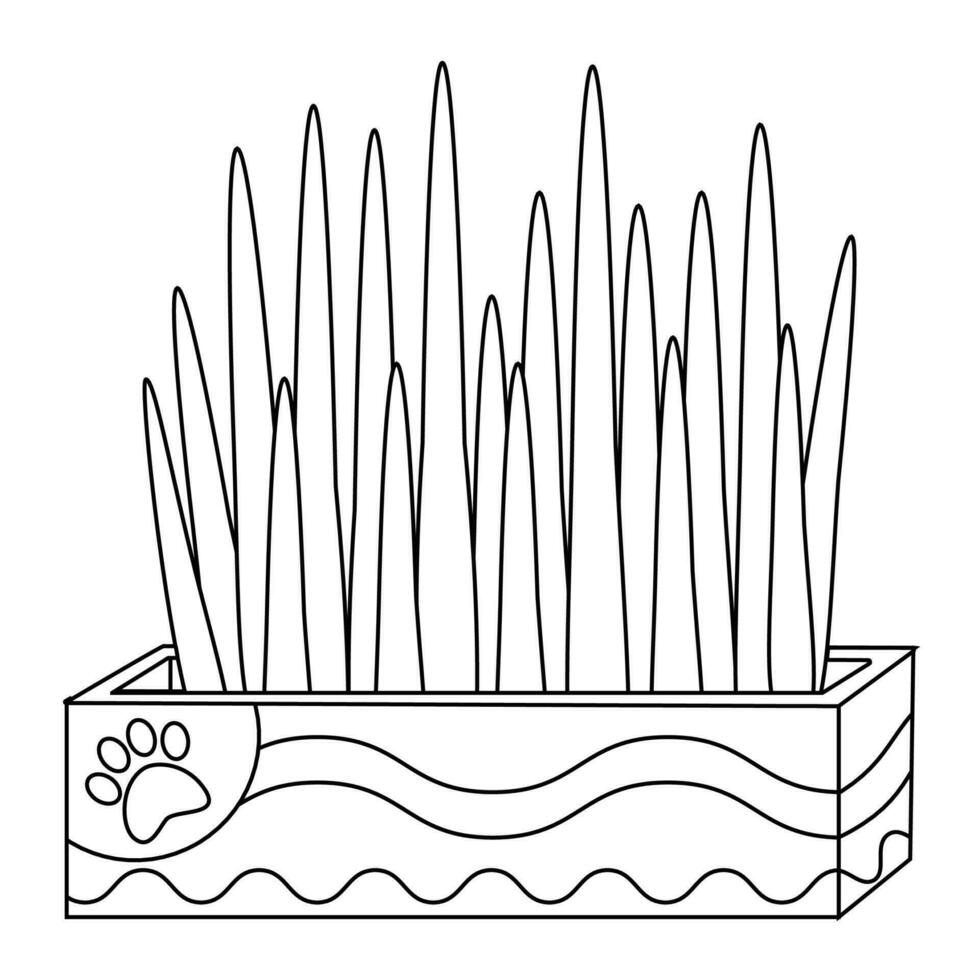 Gras zum Tiere, Katzen, Hunde, Tier Pflege. Linie Kunst. vektor