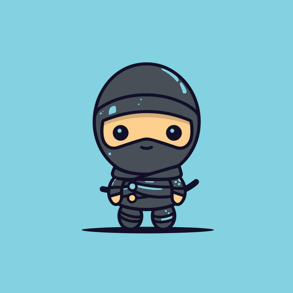 süß kawaii Ninja Chibi Maskottchen Vektor Karikatur Stil