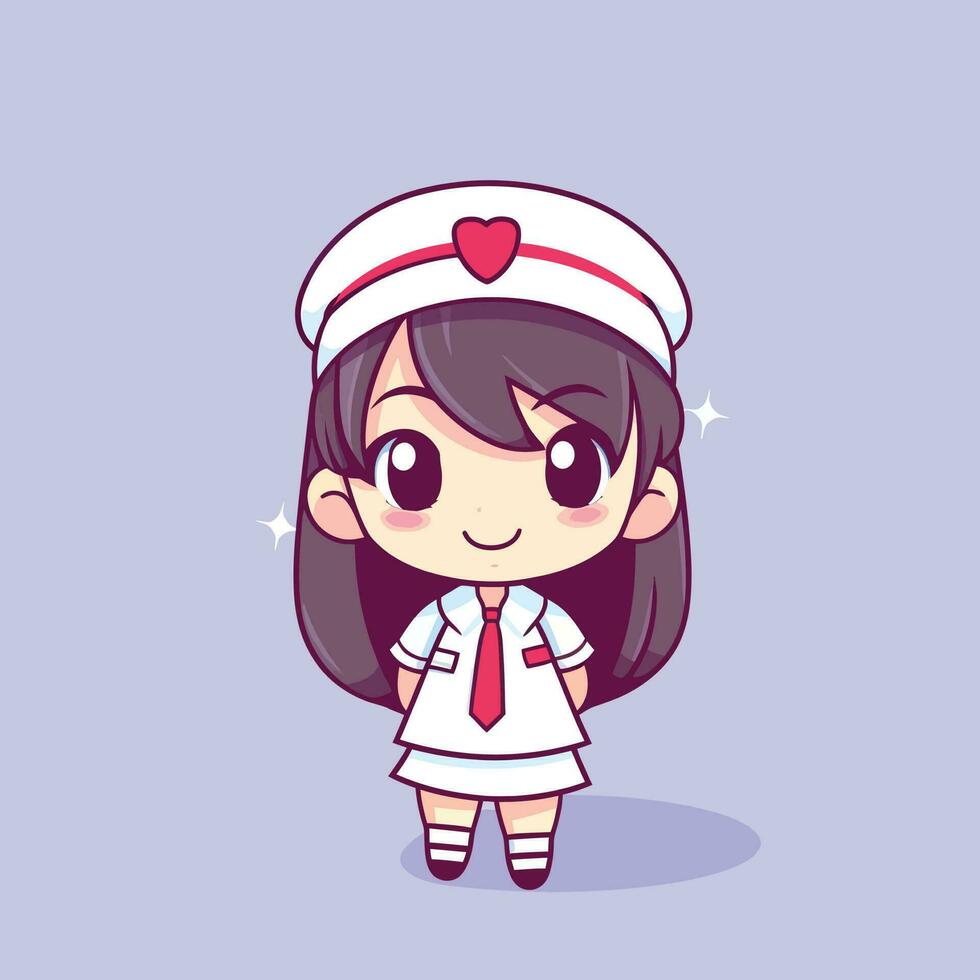 süß kawaii Krankenschwester Chibi Maskottchen Vektor Karikatur Stil