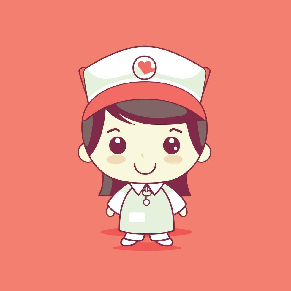 süß kawaii Krankenschwester Chibi Maskottchen Vektor Karikatur Stil