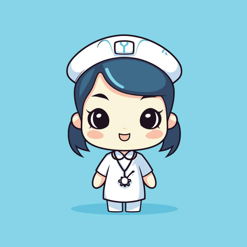 söt söt sjuksköterska chibi maskot vektor tecknad serie stil
