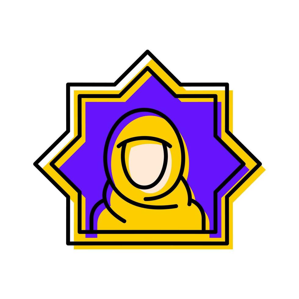 Muslim weiblich Profil Benutzerbild islamisch Symbol Taste Vektor Illustration