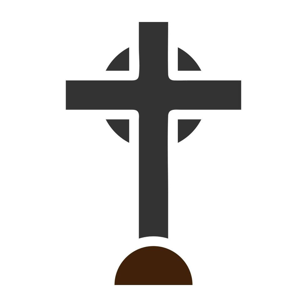 Salib Symbol solide grau braun Farbe Ostern Symbol Illustration. vektor
