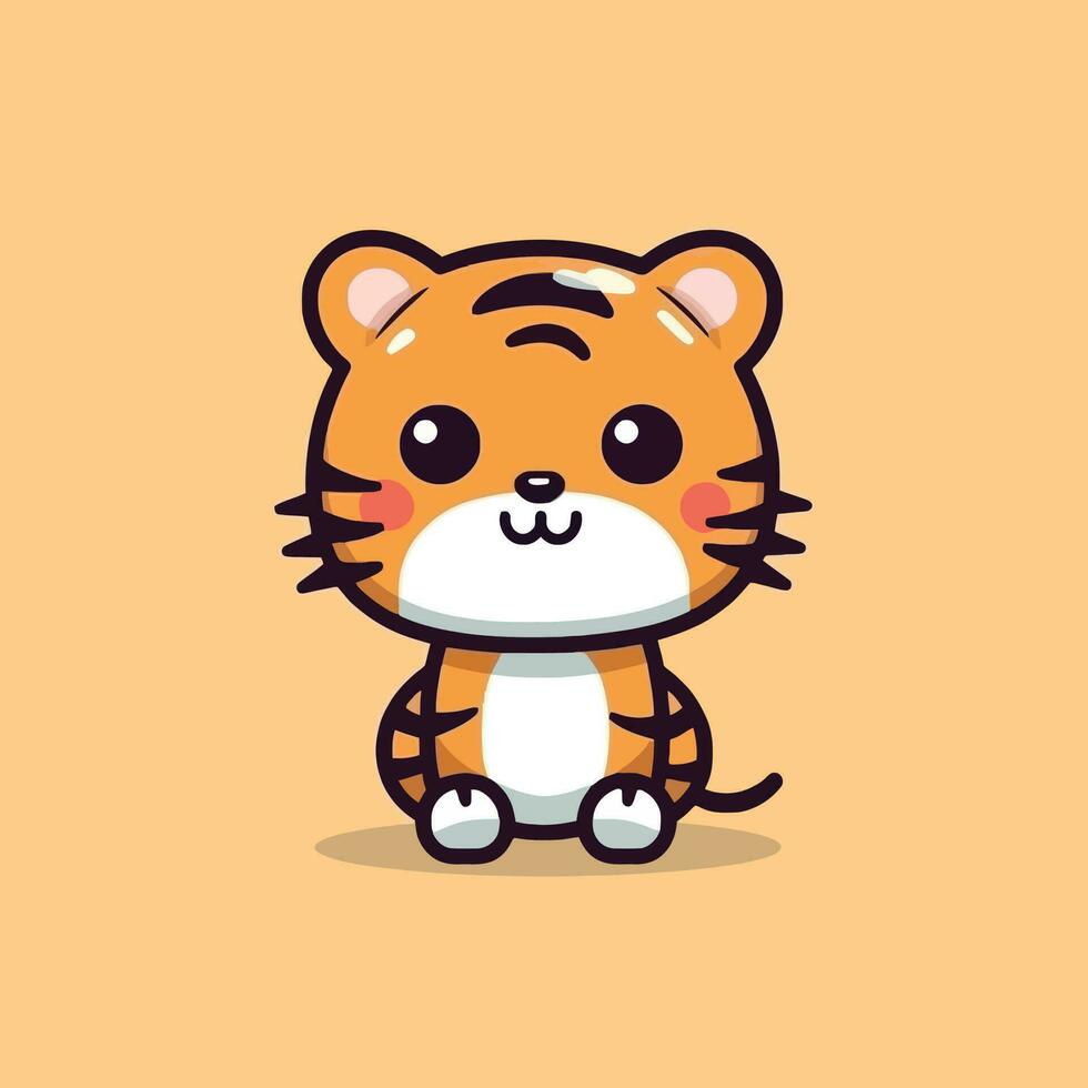 süß kawaii Tiger Chibi Maskottchen Vektor Karikatur Stil