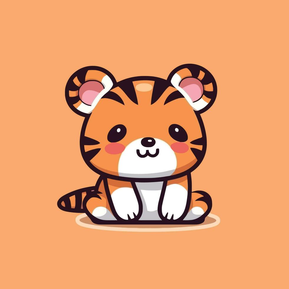 süß kawaii Tiger Chibi Maskottchen Vektor Karikatur Stil