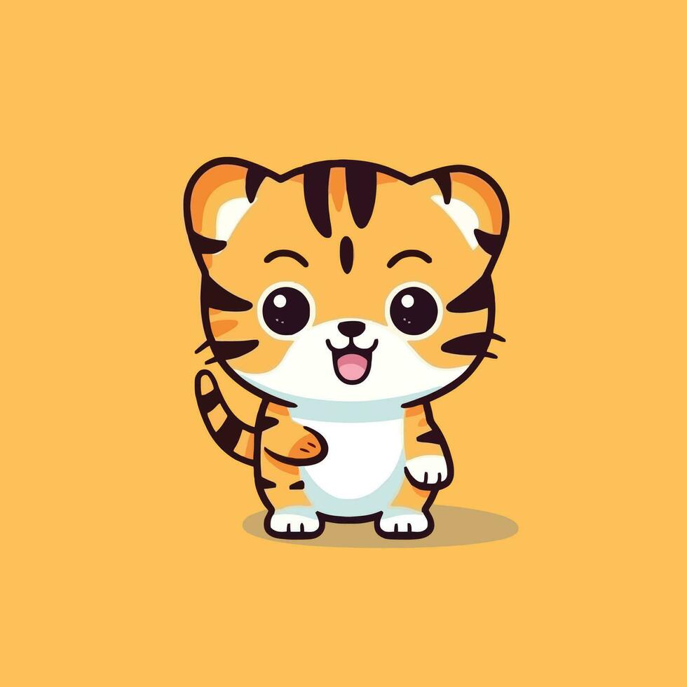 süß kawaii Tiger Chibi Maskottchen Vektor Karikatur Stil