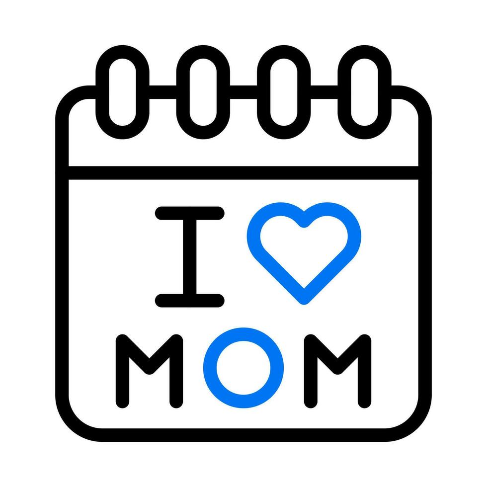 Kalender Mama Symbol duocolor Blau schwarz Farbe Mutter Tag Symbol Illustration. vektor