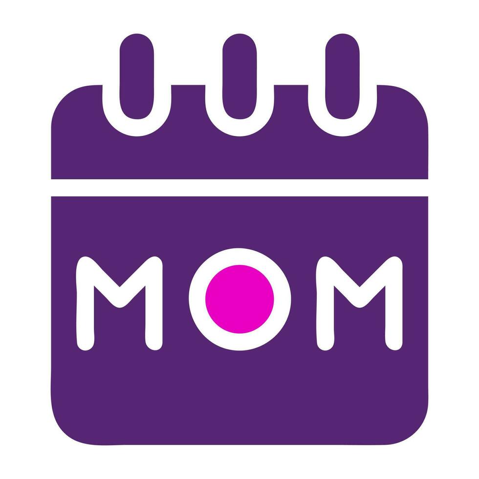 kalender mamma ikon fast duofärg rosa lila Färg mor dag symbol illustration. vektor