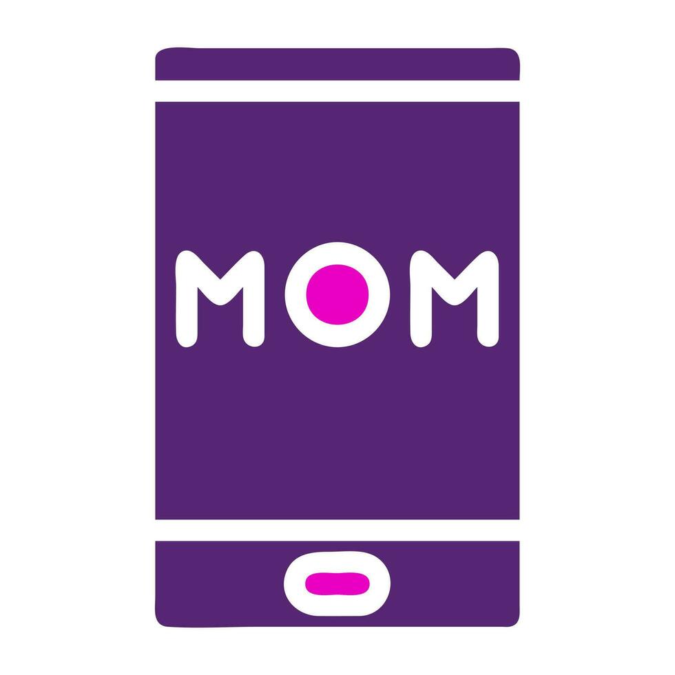 telefon mamma ikon fast duofärg rosa lila Färg mor dag symbol illustration. vektor