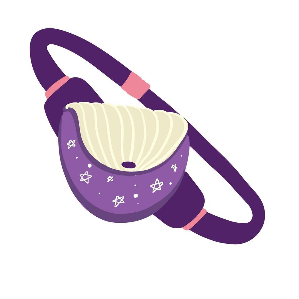 ein süß Rosa Tasche im das gestalten von ein Herz, dekoriert mit Perlen und ein Bogen. Vektor Illustration von ein Mädchen s Zubehörteil im ein Karikatur Kinder s Stil. isoliert Clip Art. farbig Kunst mit ein Umriss,