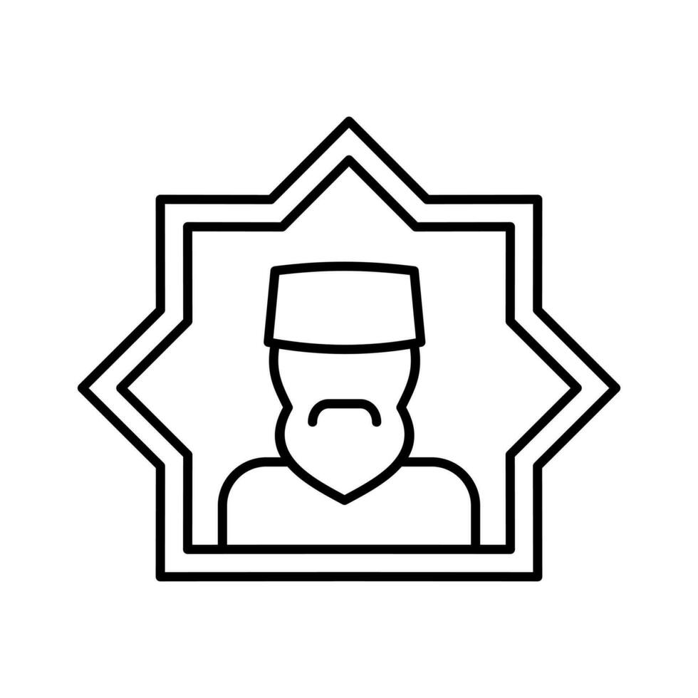 Muslim Mann Benutzerbild islamisch Gliederung Symbol Taste Vektor Illustration
