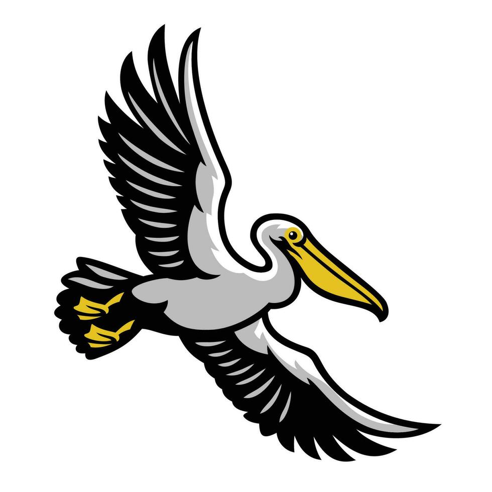 pelikan fågel flygande maskot vektor
