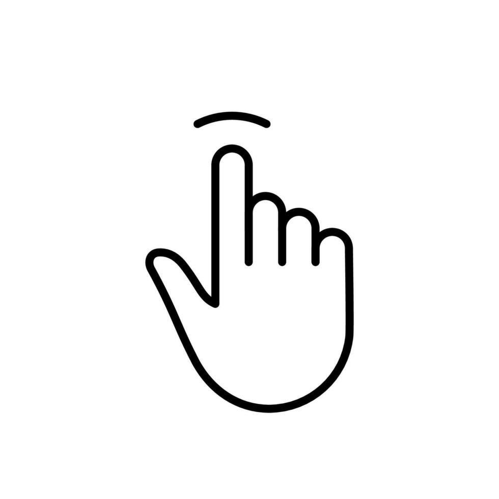 Tippen Sie auf die Geste der Computermaus. Zeigefinger schwarze Linie Symbol. Cursor Hand lineares Piktogramm. berühren klicken drücken doppelt wischen punkt umrisssymbol. editierbarer Strich. isolierte Vektorillustration. vektor