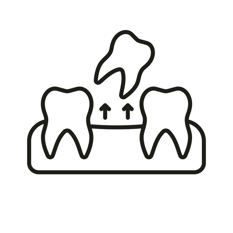 tand tappa bort linje ikon. tand extraktion. stomatologi problem. avlägsnande av mänsklig tänder linjär piktogram. tandvård översikt symbol. dental behandling tecken. redigerbar stroke. isolerat vektor illustration.