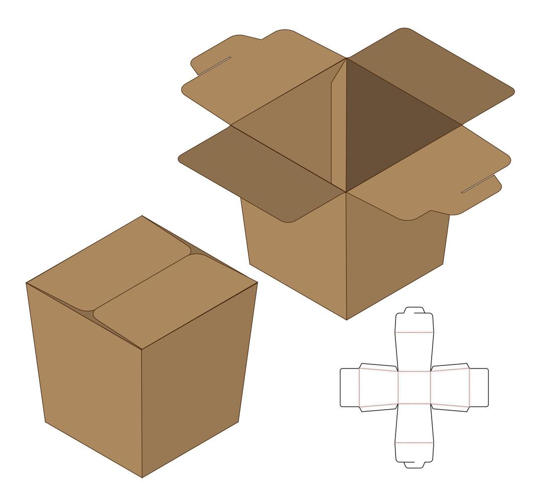 Box Verpackung gestanzte Vorlage Design. 3D-Modell vektor