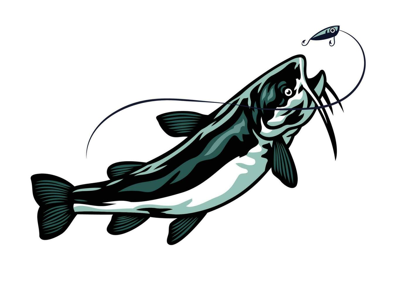 havskatt jagar de fiske locka vektor