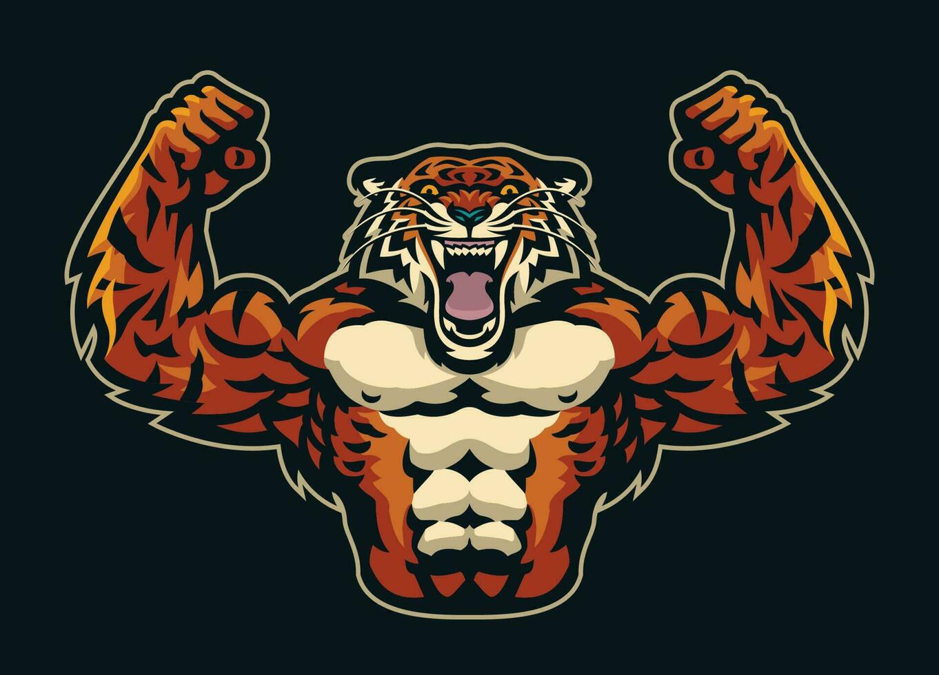 tiger kroppsbyggare Gym logotyp maskot vektor