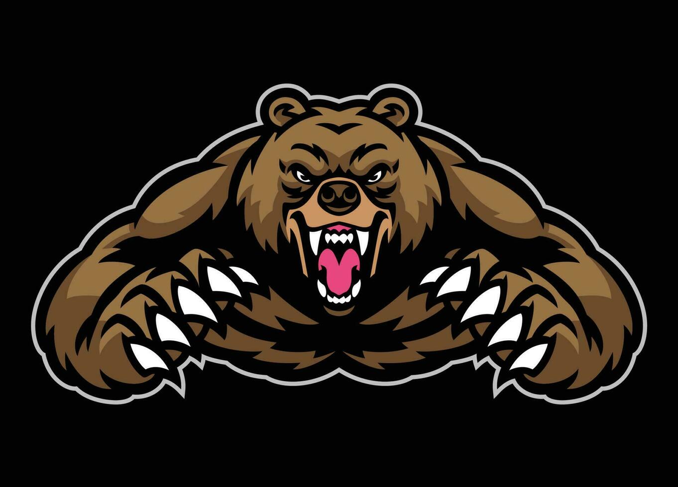 groß Grizzly Bär Maskottchen Logo vektor