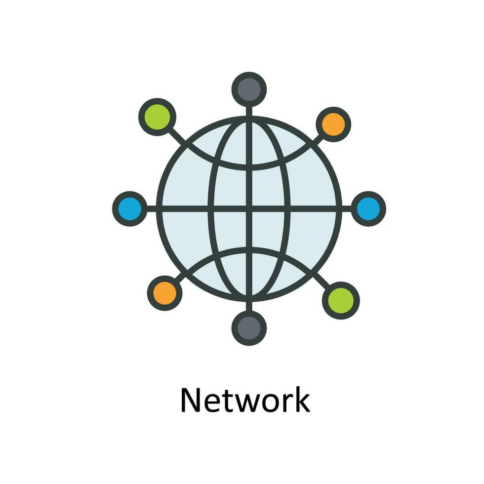 nätverk vektor fylla översikt ikoner. enkel stock illustration stock