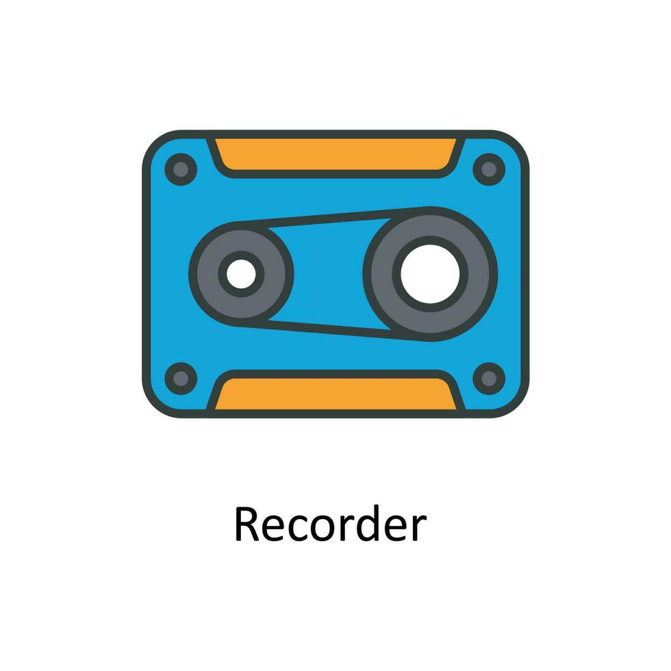 Recorder Vektor füllen Gliederung Symbole. einfach Lager Illustration Lager