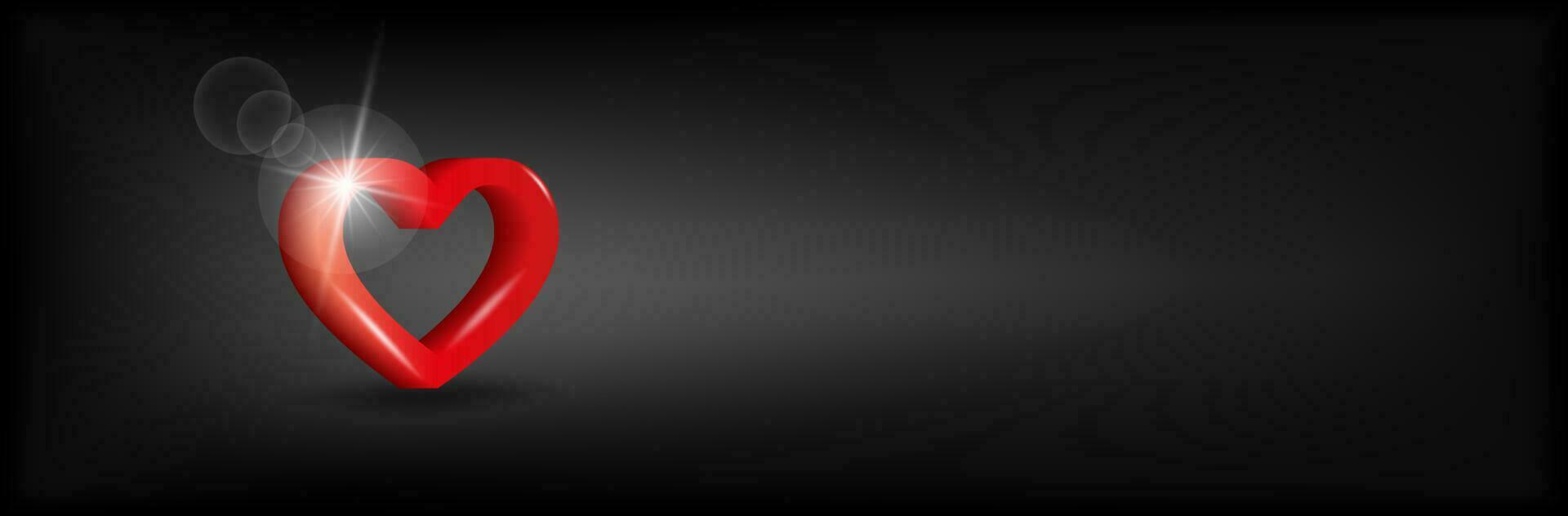 volumetriska hjärta ikon på en svart bakgrund. 3d vektor illustration