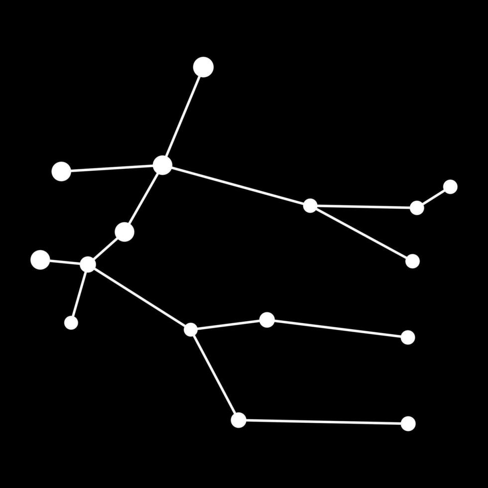 Zwillinge Konstellation Karte. Vektor Illustration.