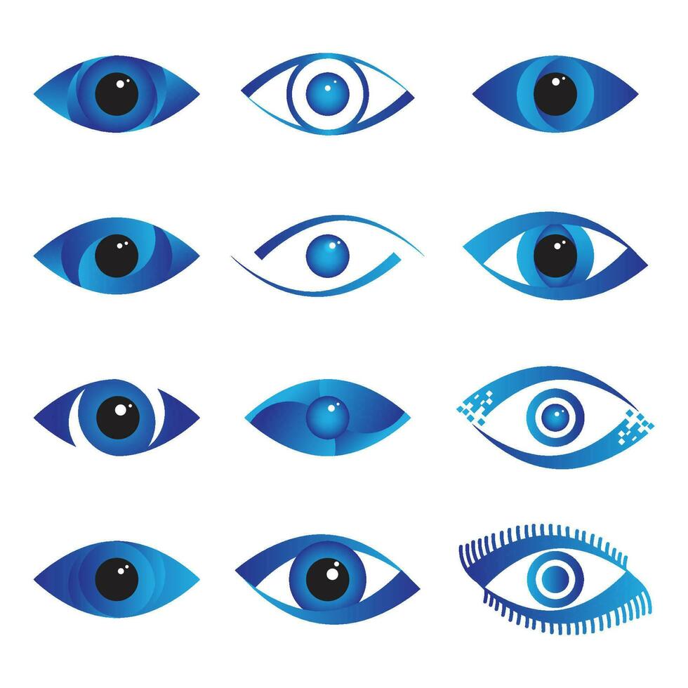 uppsättning av blå öga logotyp, ikon. vektor illustration.
